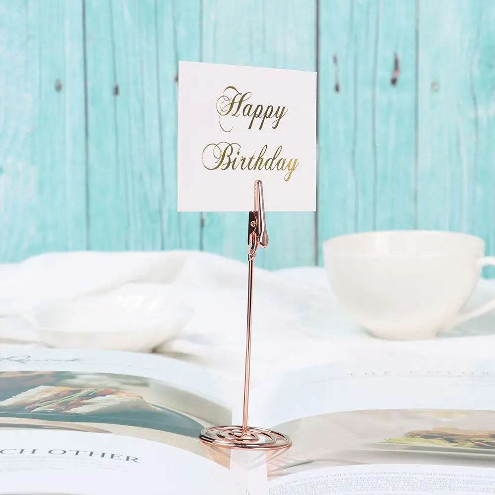 1pc Romantic Paper Clamp Desktop Decoration Wedding Supplies Photos Clips Clamps Stand Table Numbers Holder Place Card