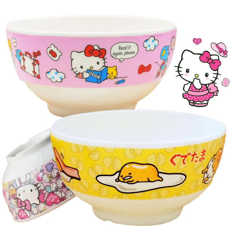 Cartoon Hello Kitty Rice Bowl Kawaii Anime My Melody Kt Melamine Tableware Bowl Noodle Salad Bowls Soup Bowl Kids Gift