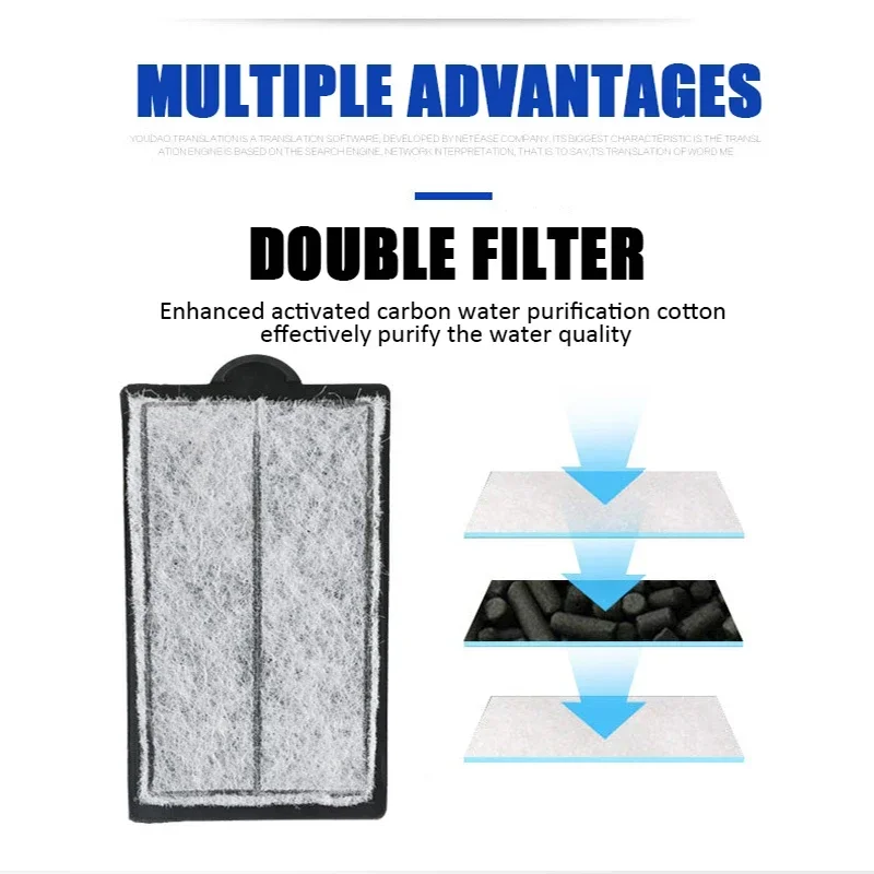 Low Water Turtle Filter Waterfall Style Silent Shallow Water Fish Tank Water Purifier Large Internal Space Built-in Carbon Plate