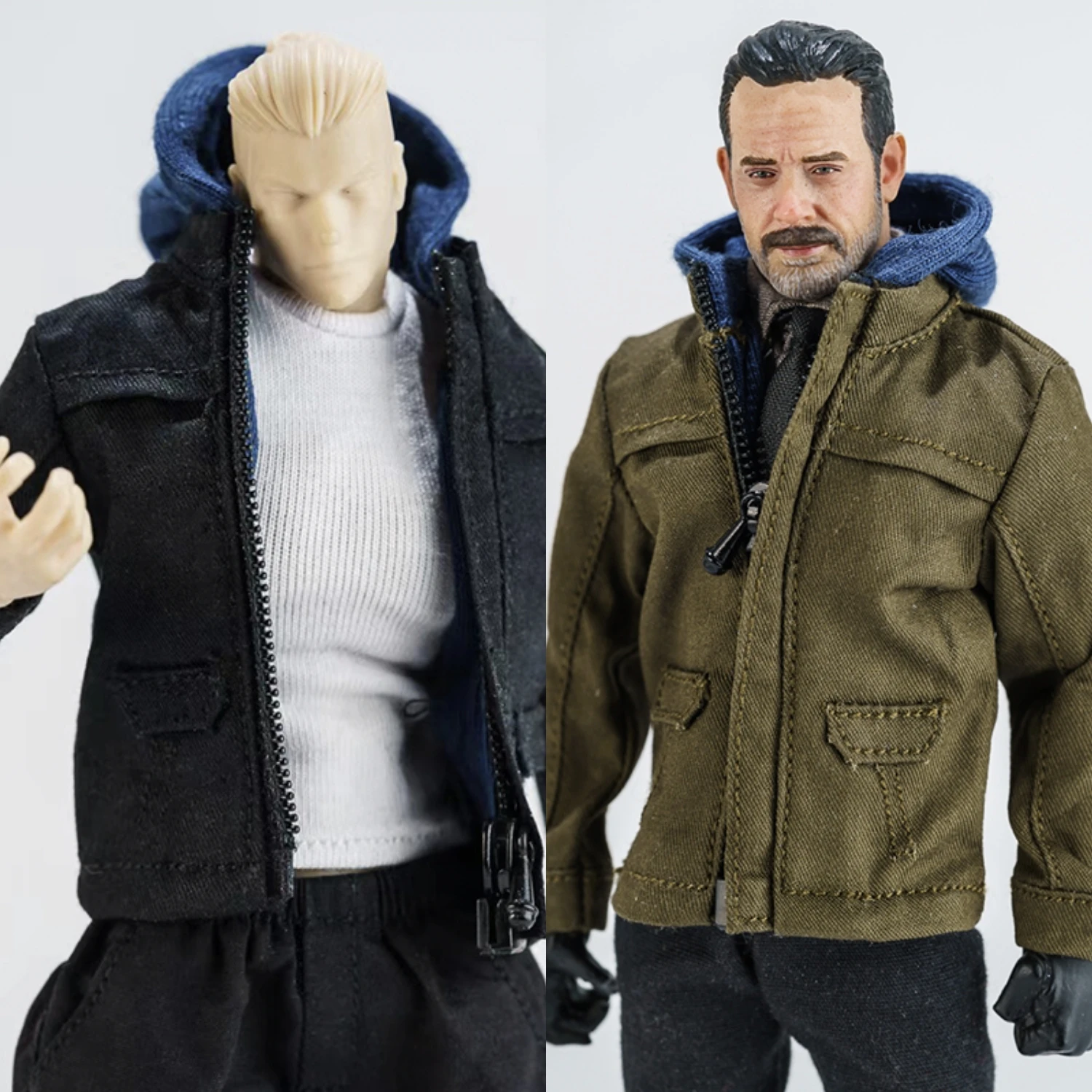 

1/12 Scale Unisex Fake Two-piece Set Hooded Jacket Zipper Coat Fit 6inch Romankey Notaman Action Figure Body Model Dolls