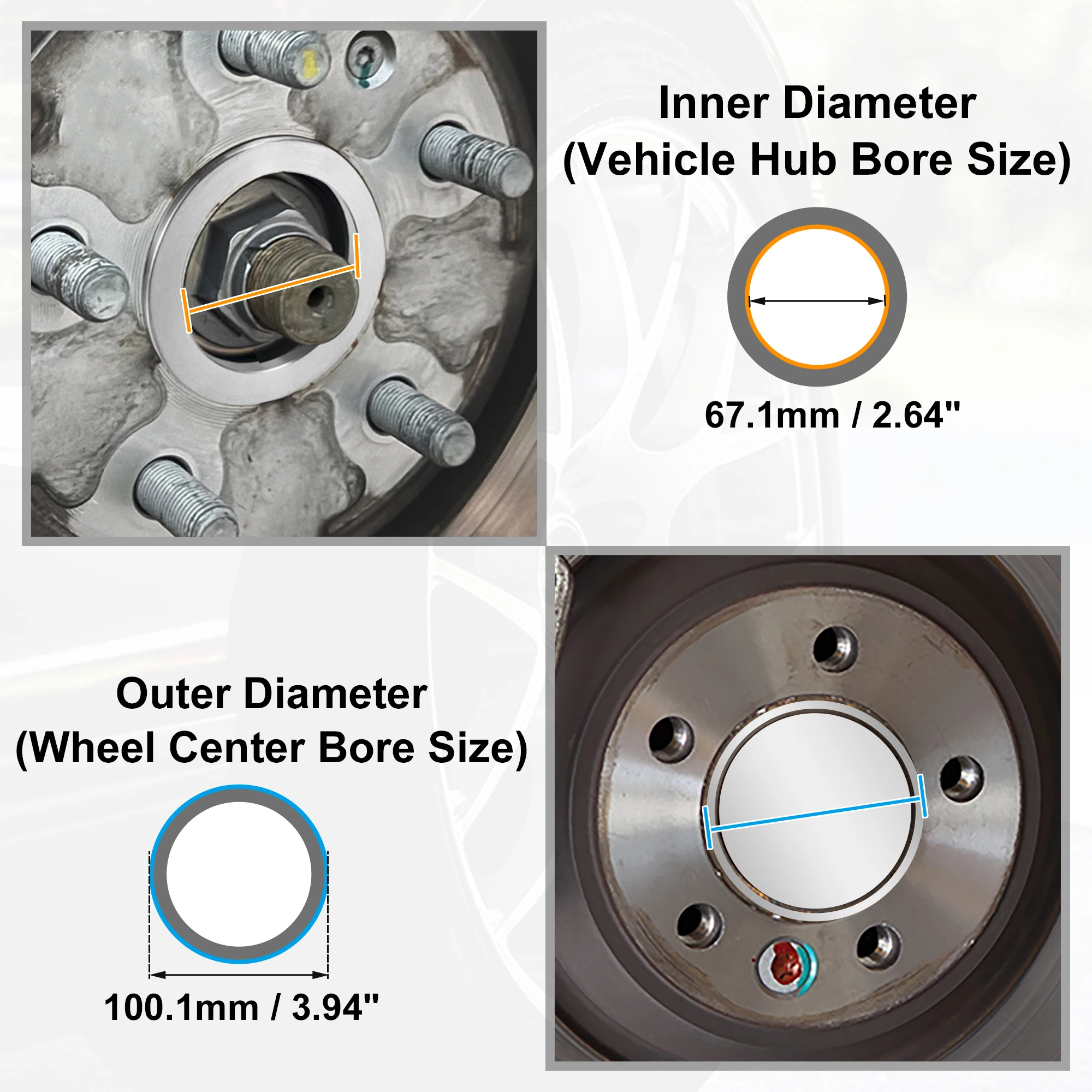 UXCELL UXCELL 4pcs OD 100.1mm 106.1mm 108mm 110mm to ID 67.1mm 93.1mm 100mm Car Hub Centric Rings Wheel Bore Center Spacer