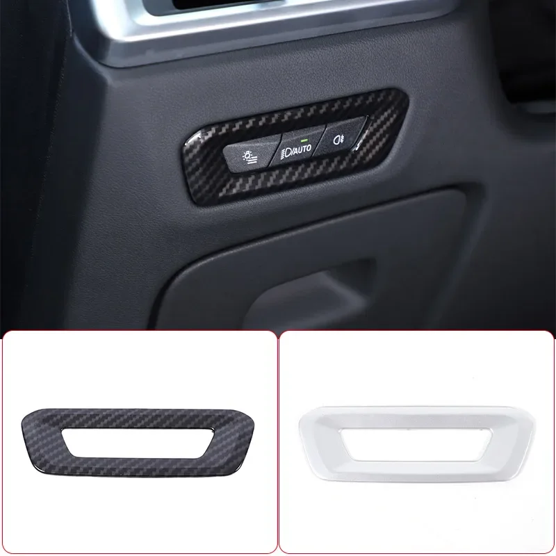 For BMW X5 X6 G05 G06 2023 2024 ABS carbon fiber/silver car Head light Headlight Switch Button Cover Trim Car Accessories