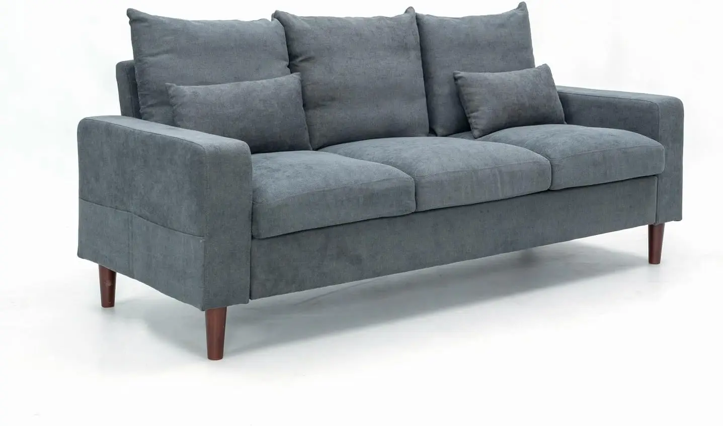 Upholstered Sofas 3 Seater for Living Room Modern Design Simple Couch Straight Arms Linen Fabric Upholstery Tool-Free Assembly G