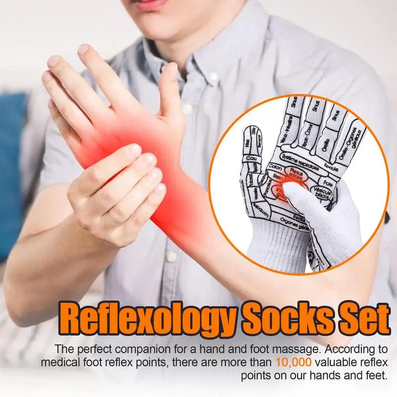 Massage Socks Hand Reflexology Gloves Women And Men Finger Foot Massage Socks Gloves Reflexology Charts Rod Soothing Tool