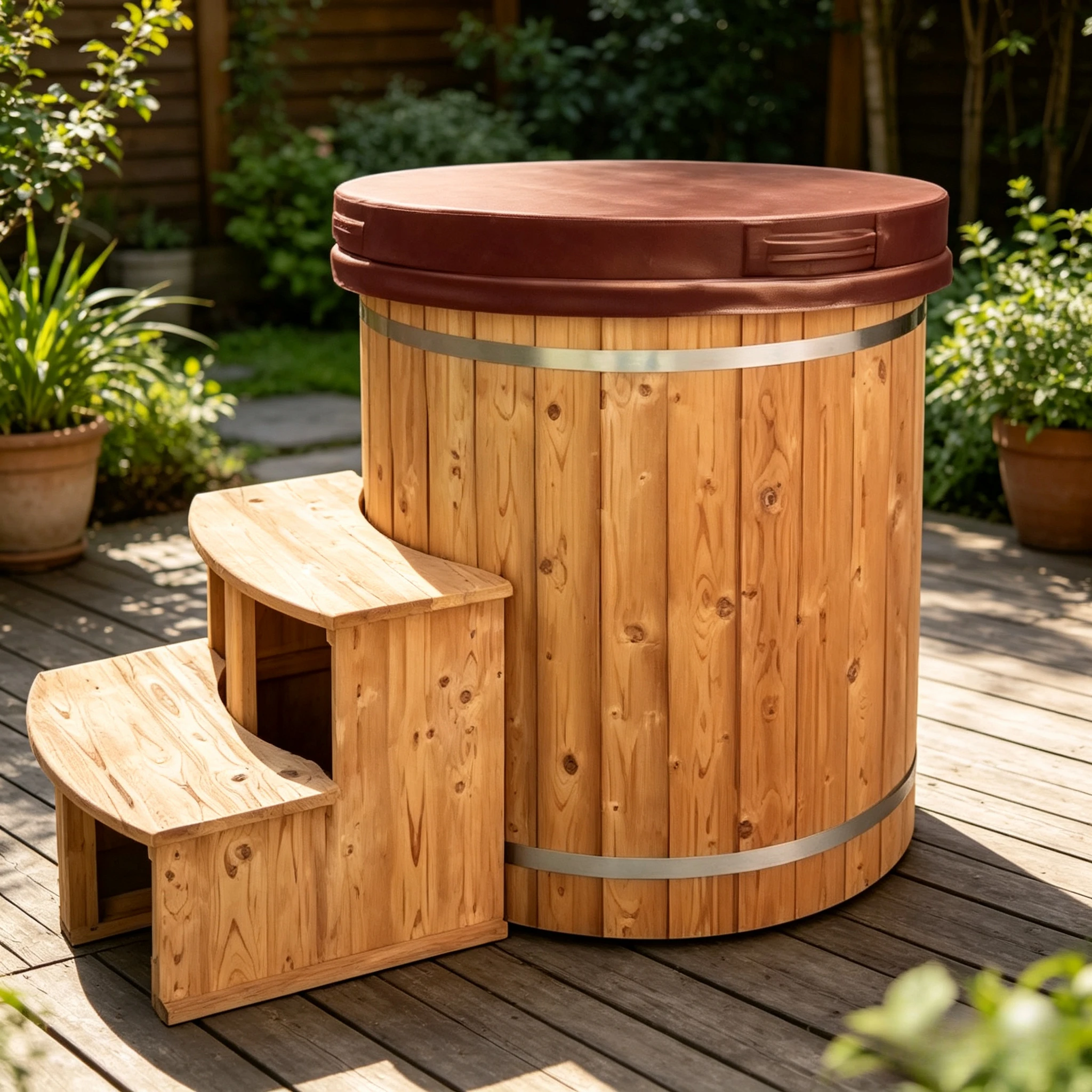 Factory Supply High Performance Outdoor Wooden Cold Plunge Tub with Cold Shower for Athlete Recovery Home Health Ice Bath