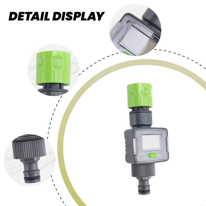 Abgr-medidor de fluxo de água digital ipx6 mangueira de jardim ao ar livre calcular consumo taxa de fluxo de água 3/4 Polegada conectores de rosca