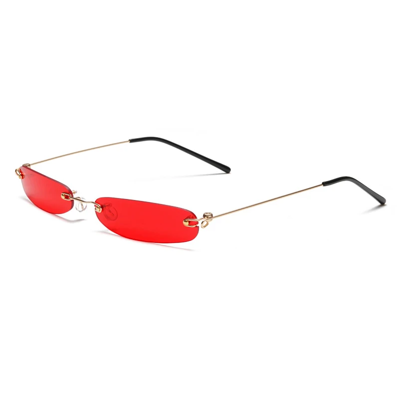 Outdoor Retro Mirror Oculos De Sol Gafas Funny Rimless Mini Style Sunglasses for Male Female Small Oval Metal Legs Party Eyewear