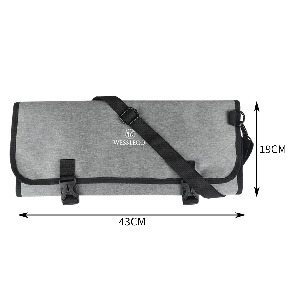 Portable Chef Knife Roll Bag with Adjustable Straps Kitchen Cooking Chef Knife Carrying Storage Pockets for Cooking Tools