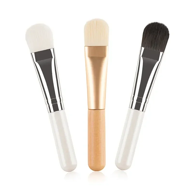 Pincéis de máscara facial com cabo de madeira, base líquida plana, aplicador de pincel de maquiagem, creme, liquidificador, cuidados com a pele, ferramentas de beleza