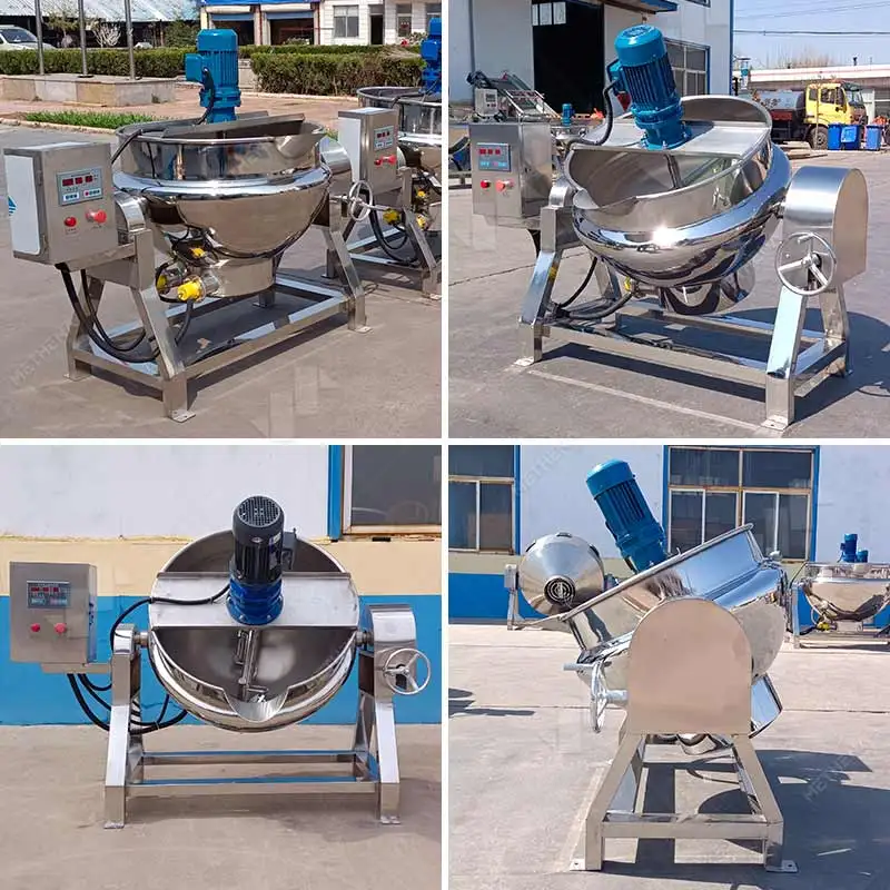 Double-Jacket Automatic Food Commercial Small 30l 200lt 1000 Liter Met Planetary Stirring Kettle Jacket Cook Mixer