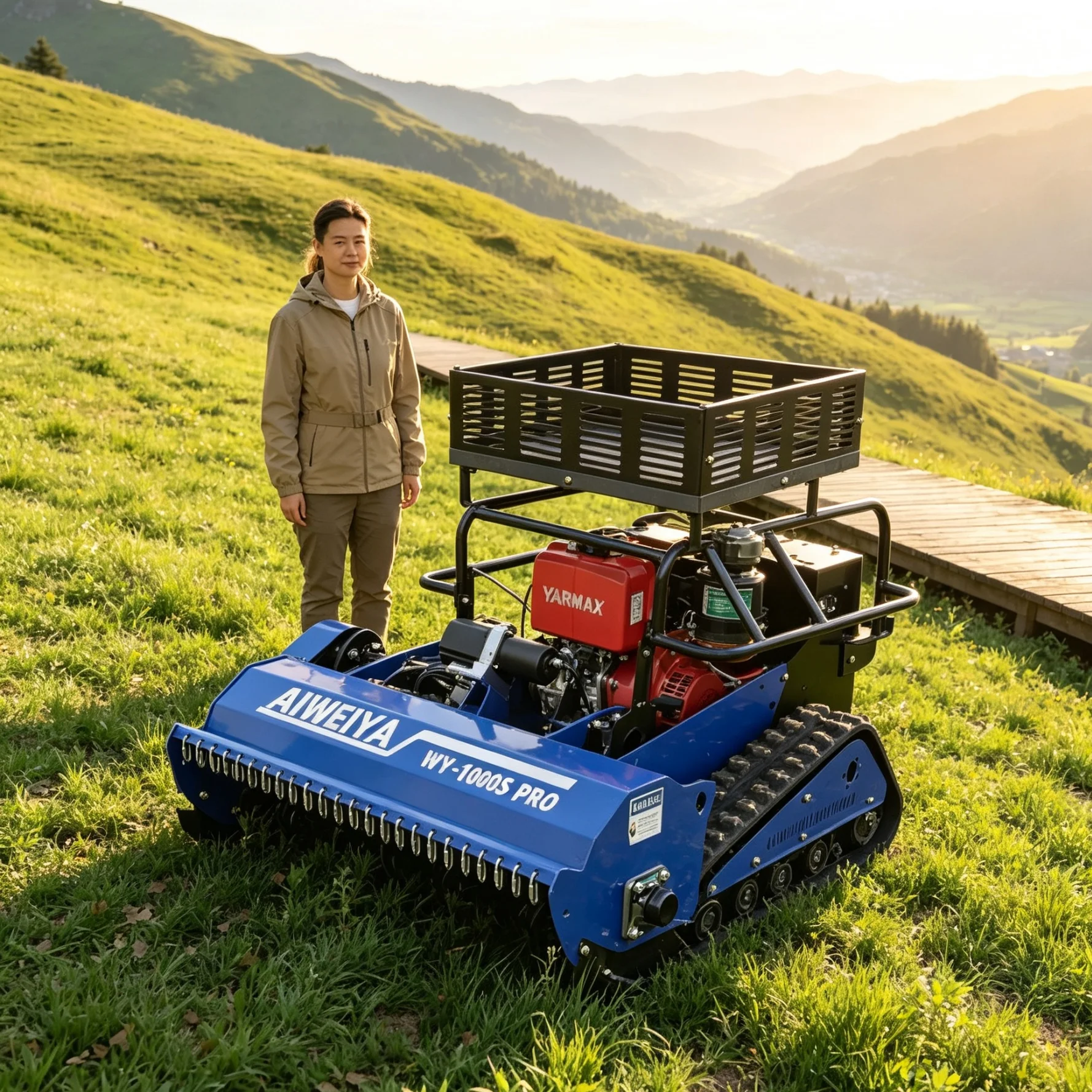 Customized Slopes 800SPro Wireless Remote‑Controlled Lawn Mower, Anti‑Corrosion Expandable Storage Rack