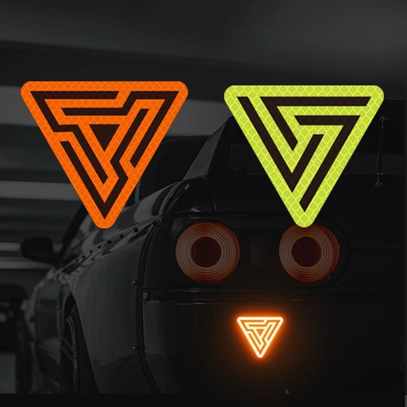 

Geometric Inverted Triangle Reflective Strips Glow in Dark Car Stickers Scratch Blocking Safety Warning Waterproof Vinyl Decals