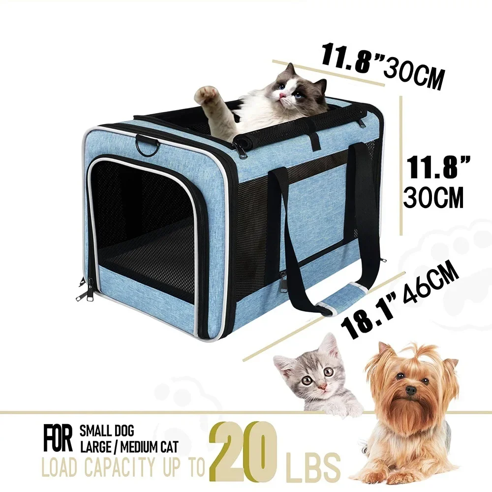 Cat Carrying Case Pet Dog Travel Carrier Soft-Sided Cat Bag Airline Approved Collapsible Cat Carrier Dog Carrier for Dogs & Cats
