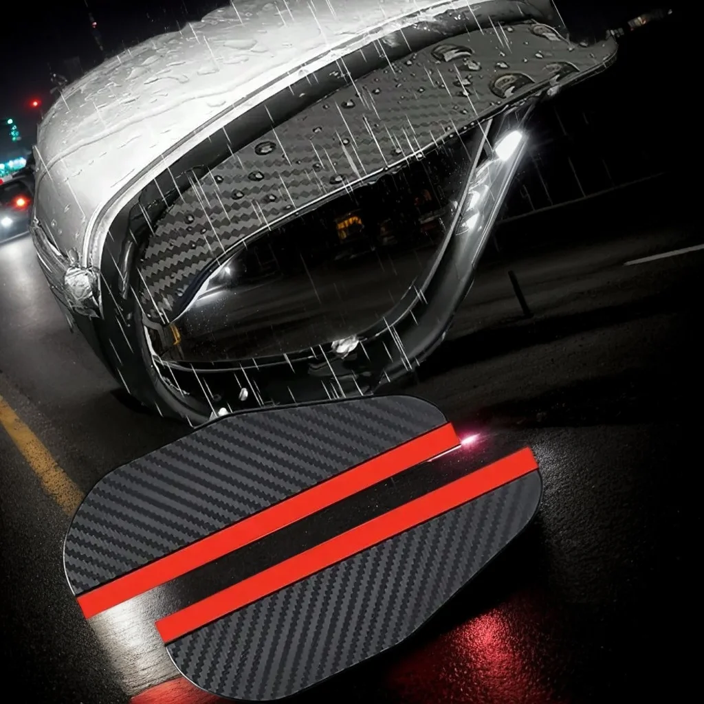 

2pcs Upgraded Carbon Fiber Car Rain Eyebrow - Universal Rearview Mirror Rain Guard