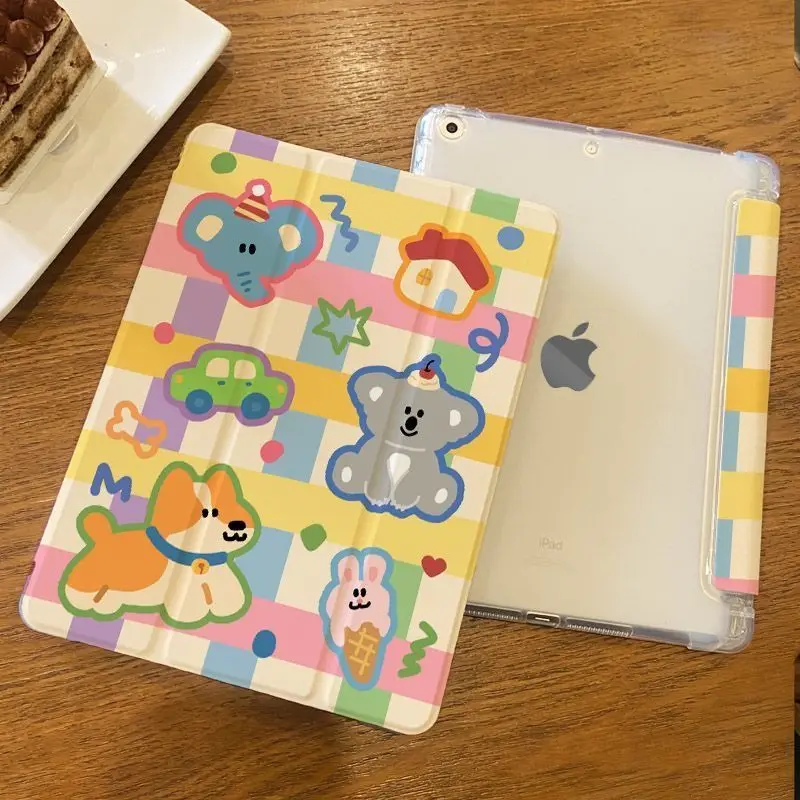 Colorful Animals Tri-fold Flip iPad Case with Pen Slot, for 11th Gen Pro/Air7/8/6/9th Gen 10.2/mini6