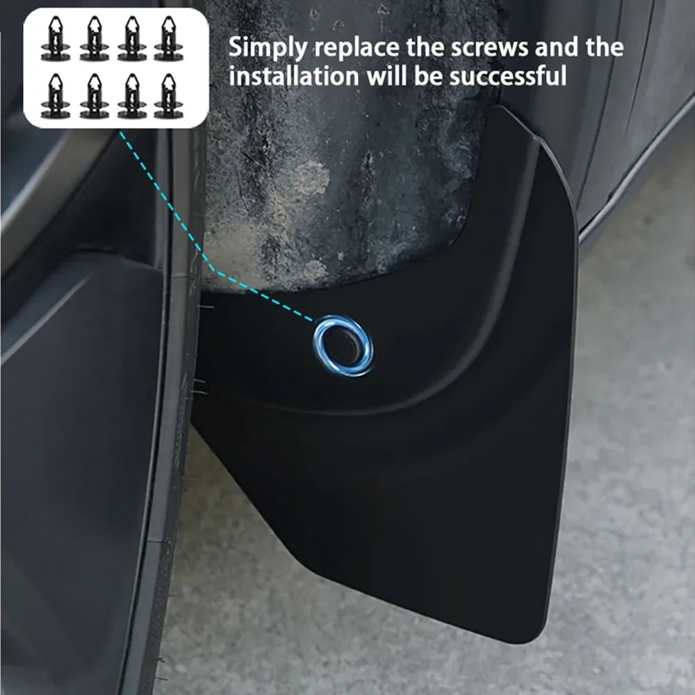 Auto-Radabdeckungen für Tesla Model Y Juniper 2026-2020 Spritzschutz Schmutzfänger Vorne Hinten Kotflügel TPE Schutzbleche – Detail 5