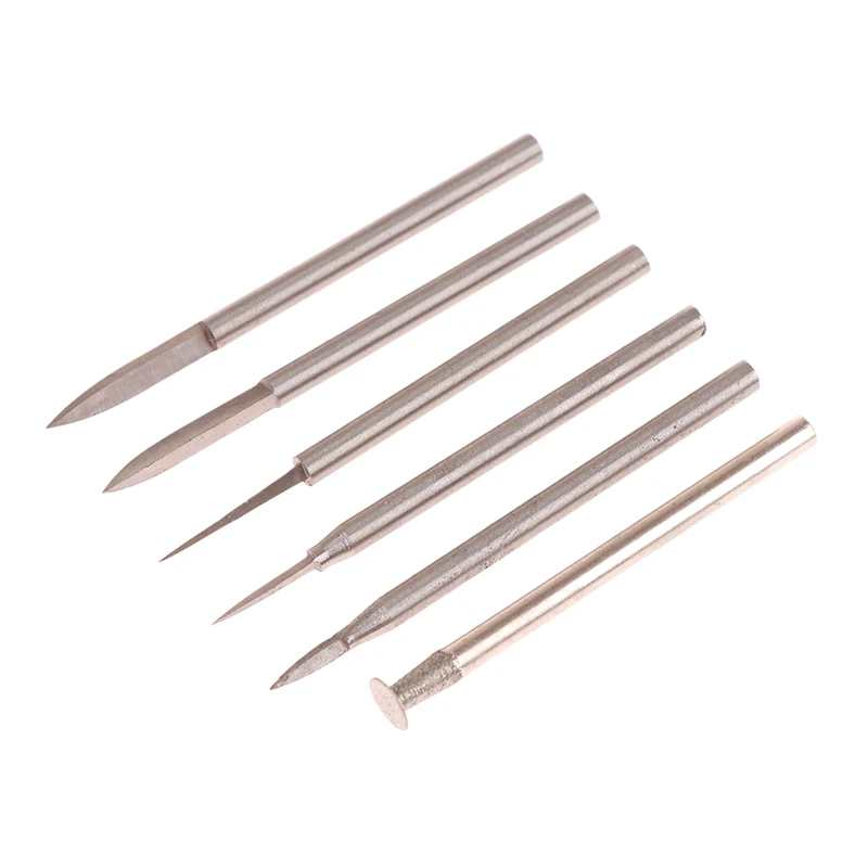 6 PC เหล็กทังสเตนแกะสลักชุดมีดแกะสลักดาบรูป 1/8 นิ้ว OLIVE Amber End Mill Router บิตเครื่องตัดไม้