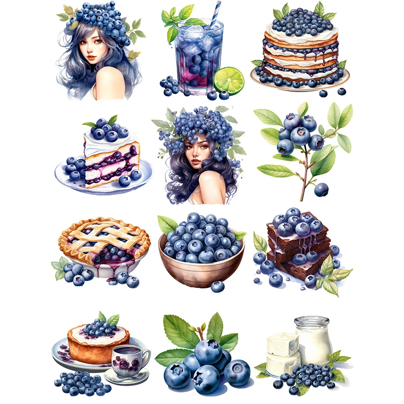 12Pcs/Pack Blueberry Girl Sticker DIY Craft Scrapbooking Album Junk Journal Decorative Stickers