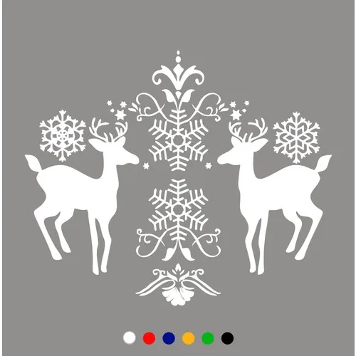 New Jargon New Year Decoration Two Deer Sticker Decal-White