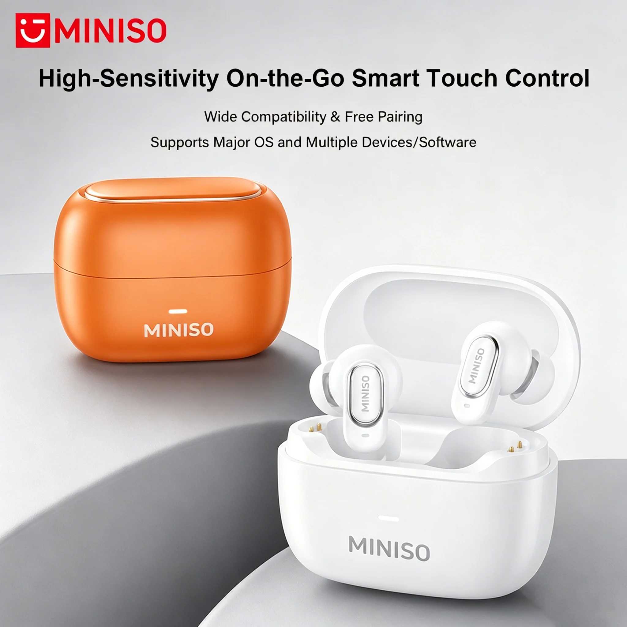 Écouteurs sans fil Bluetooth MINISO MS130 Macaron ENC, écouteurs Bluetooth pour le voyage, le travail, le sport, faible latence, écouteurs semi-intra-auriculaires