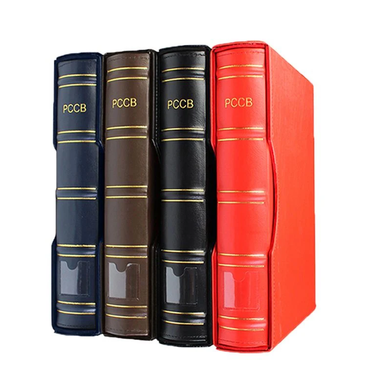 Large Capacity A4 Stamp Collection Coin Binder Leather with Slipcase Paper Money Currency Collecting Album Book Banknote Storage