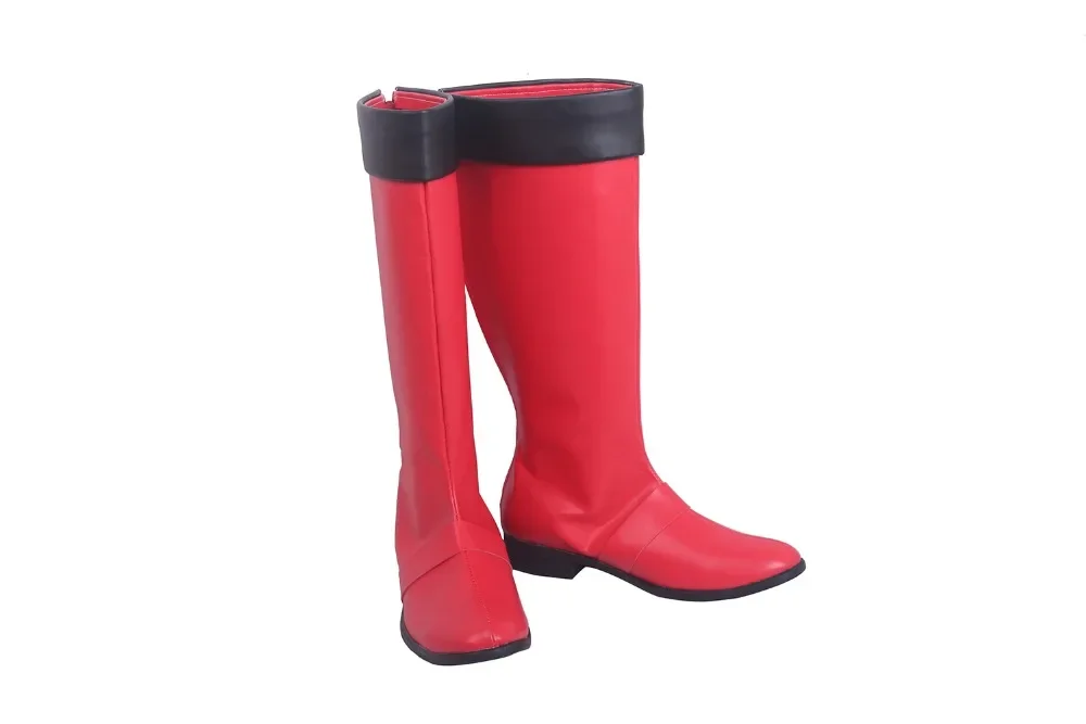 Super Sentai Go-Busters Red Buster Cosplay Boots - Red Leather Hero Costume Shoes, Custom Unisex Collection