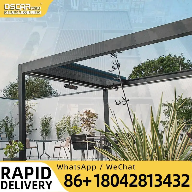 16x16 Feet Wall Mounted Outdoor Pergola Ideal for Backyard Patio Balcony with Gazebo Pavilion Features Louver Pergola