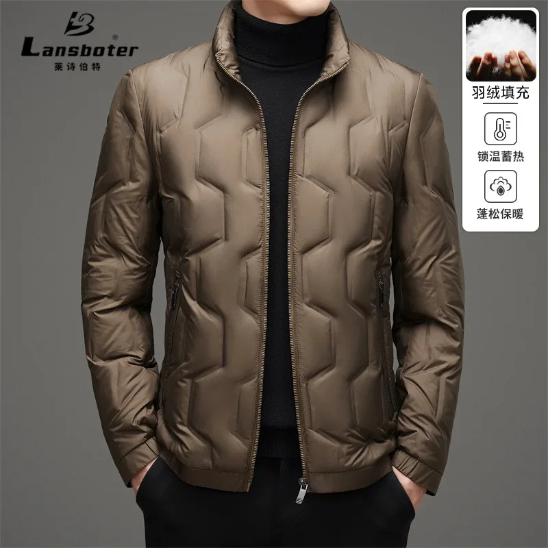 

2024 men's light and thin, casual short, winter new, warm stand-up collar fashion down jacket