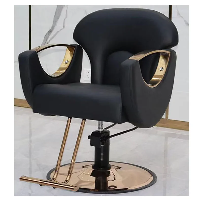 Chaise de barbier Manually Ian pour homme, meubles de salon, chaise de coiffeur inclinable, chaise dorée