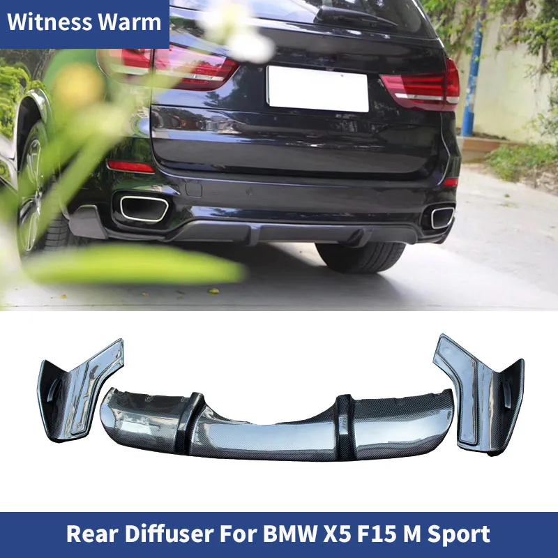 for X5 Carbon Fiber Rear Bumper Diffuser Lip Spoiler with Splitters for Bmw F15 X5 M-tech Sport Bumper Only 2014 - 2018