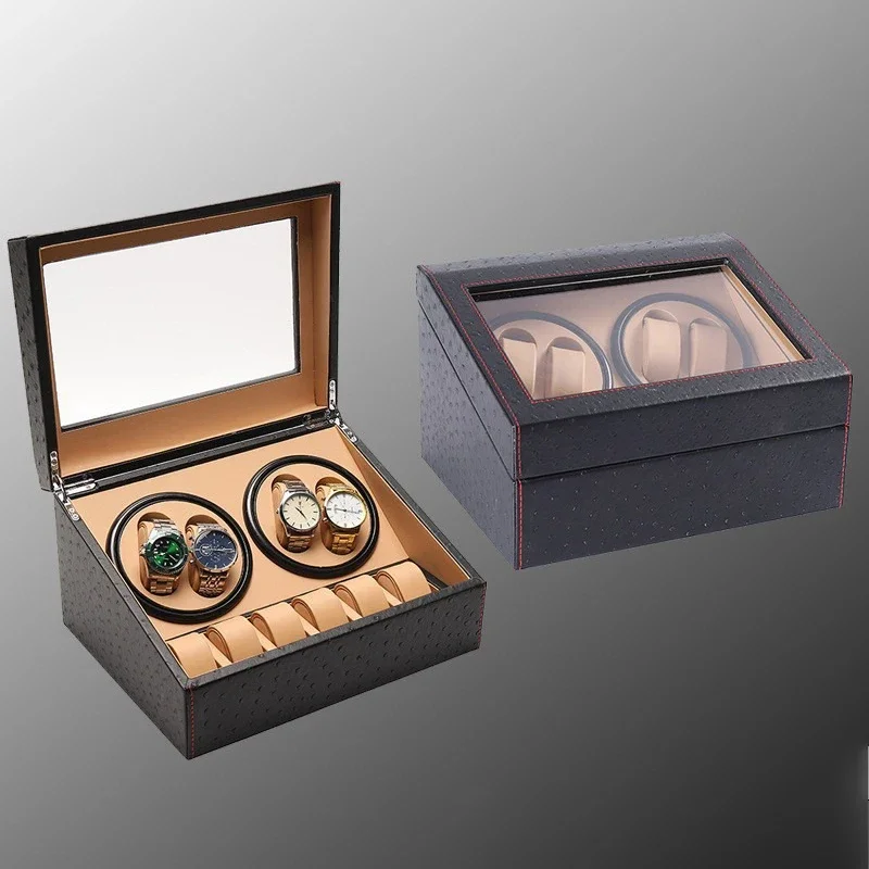 Leather Silent Mechanism Movement Watch Winder Mechanical Watch Automatic Rotating Winding Device Portable Watches Storage Boxes