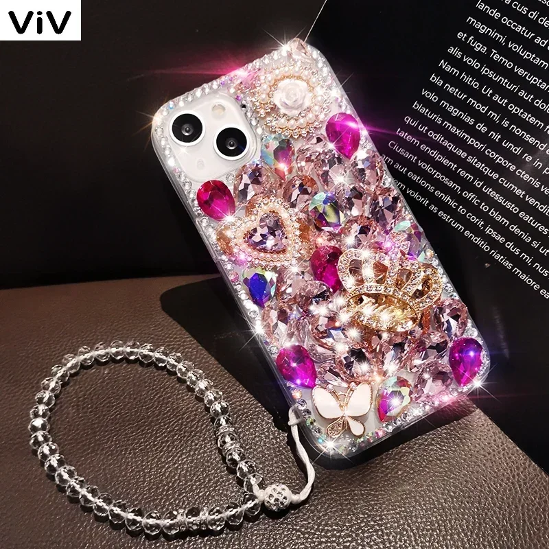 Nova 12  Phone Cases For Huawei Nova 11i 11pro 10 9 SE 8i 10Pro 7SE 5T Rhinestone Cover Lanyard Strap Funda For Nova Y61 Y70