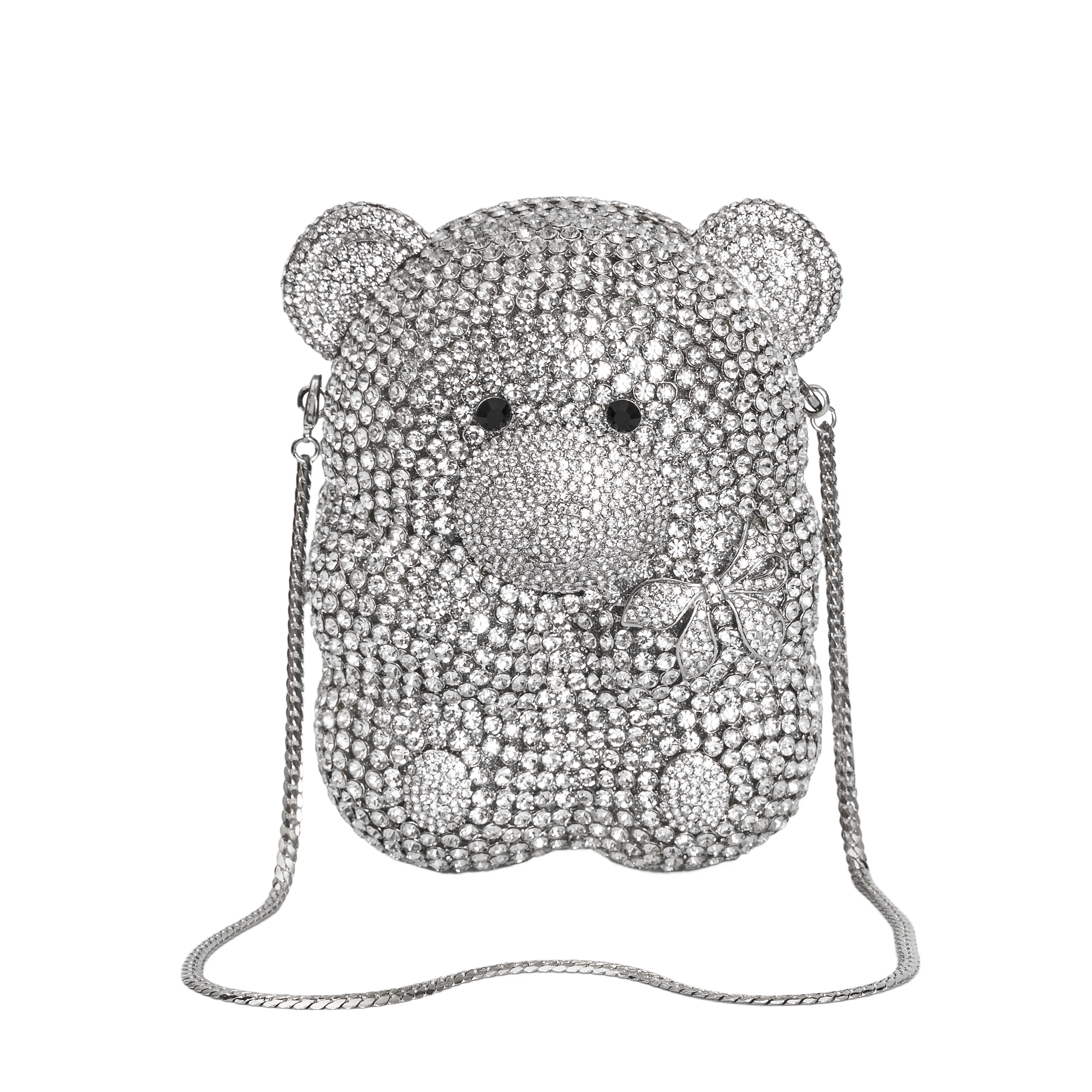 Luxury Cute Teddy Clutch Women Bear Evening Bags and Clutches Party Dinner Cocktail Animal Rhinestone Bag