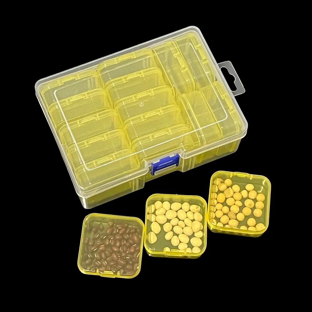 Boîte en plastique à 14 grilles, boîte de stockage de granulés de cire, boîte de tri indépendante exclusive, accessoires cosmétiques, boîte de rangement de jouets