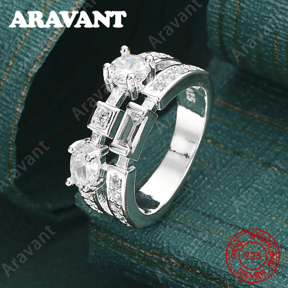 

925 Sterling Silver Geometric Zircon 7-10# Ring For Women, Commuter Accessories, Christmas Gifts, Jewelry