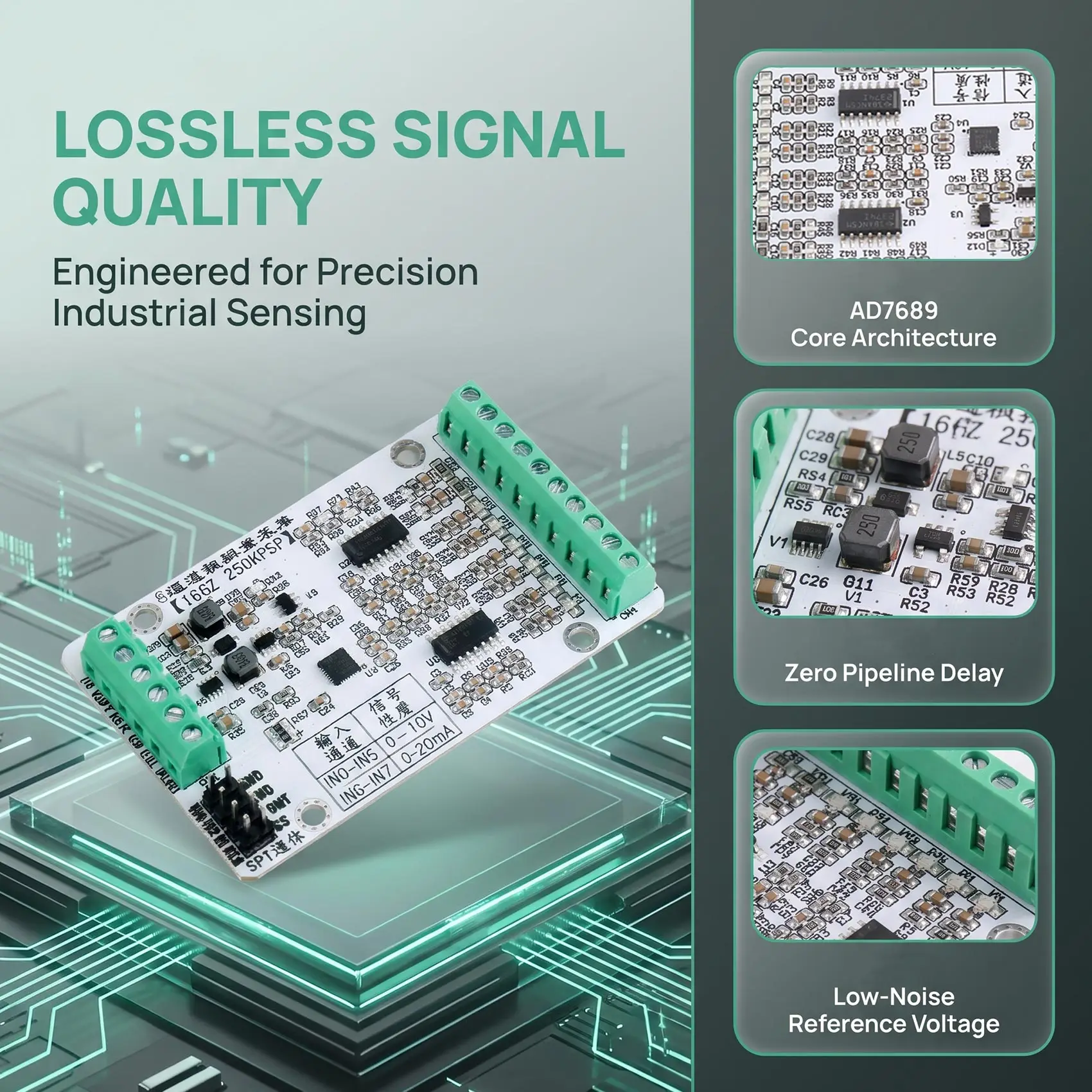 FYBL-Eight-Way High-Speed ADC Module AD7689 Acquisition Module SPI Communication 0-10V Analog Acquisition