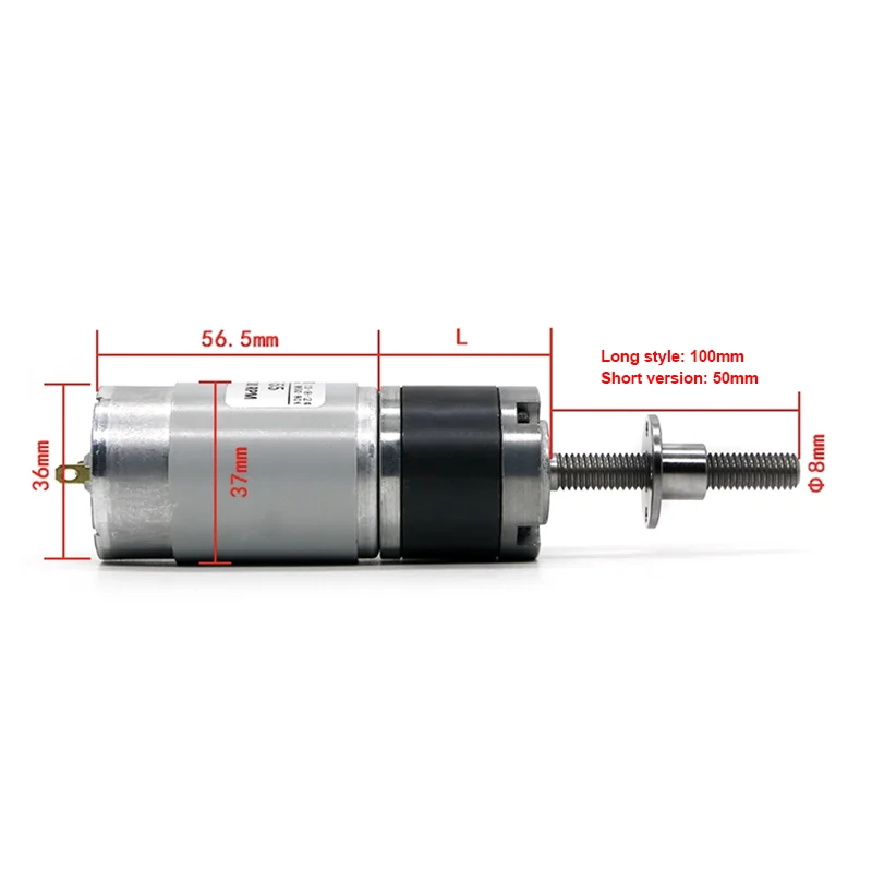 36mm 36-555 DC 12V 24V Planetary Gear Motor  small body M8 Screw Thread Output Shaft 50mm 100mm 11-1538rpm MAX 100kgf.cm
