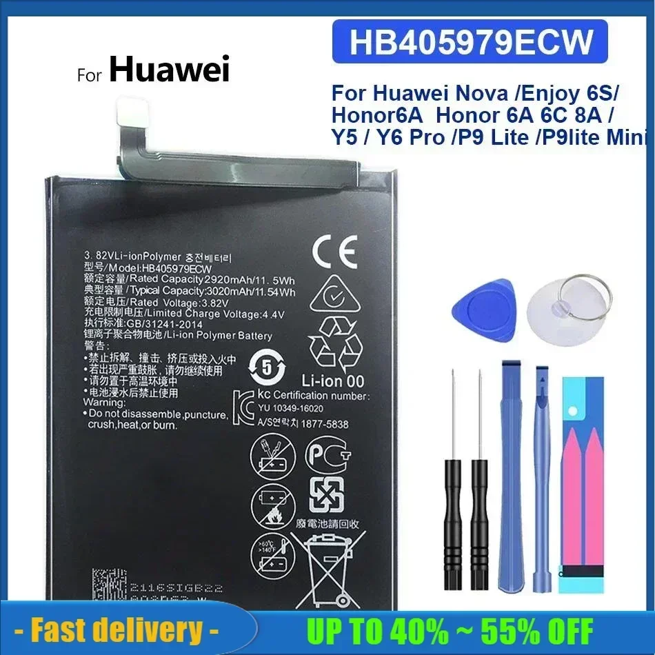 Mobile Phone Battery HB405979ECW For Huawei Nova for Honor 6A 6C Y5 7A 7S 8A DLI-AL10 TL20 L22 JAT-LX3 LX1 L41 L29 Smartphone