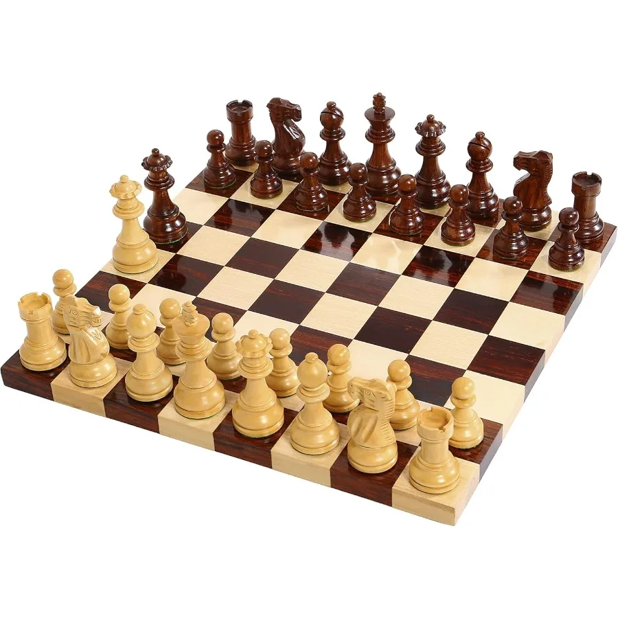 

Staunton Style Wooden Chess Pieces for Tournament Play and Home Use I Hand Carved Chess Set with Extra Queens I Premium Walnut