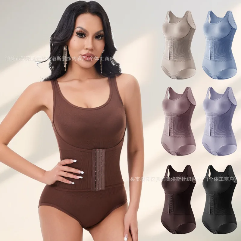 Women Shapewear Bodysuit Double Layer Tummy Control Triangle Cut Snap Crotch Butt Lift Waist Trainer Slimming Underwear image 4