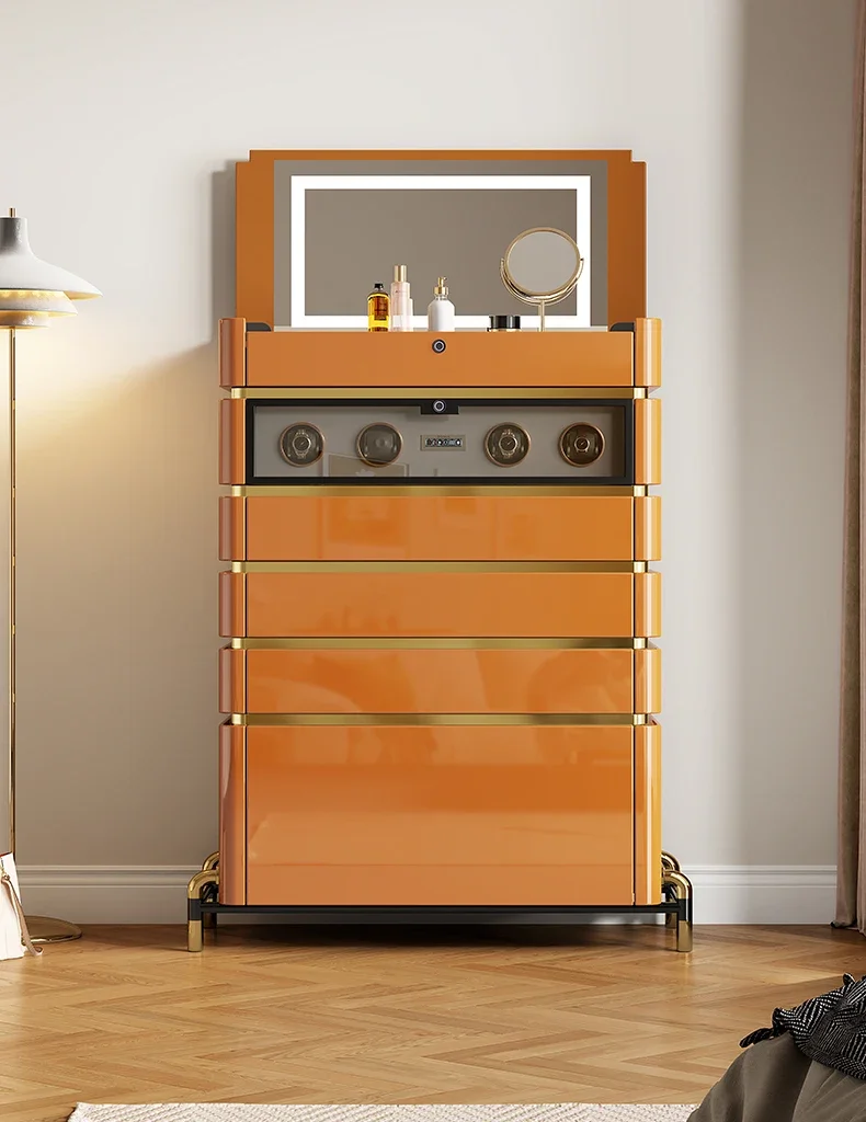 

Light luxury solid wood floor-to-ceiling jewelry cabinet Modern simple watch shaker Smart mirror Fingerprint lock
