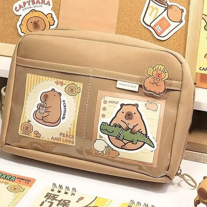 Capybara School Supplies Capybara Notebook 12 Compartments Wide-Opening Bag Cute Pouch Supplies Decorations For Kids Girls