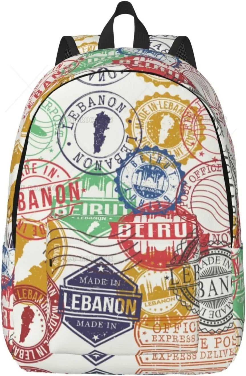 

Travel Laptop Backpack Travel Stamp Computer Canvas Backpack Bag with Adjustable Straps