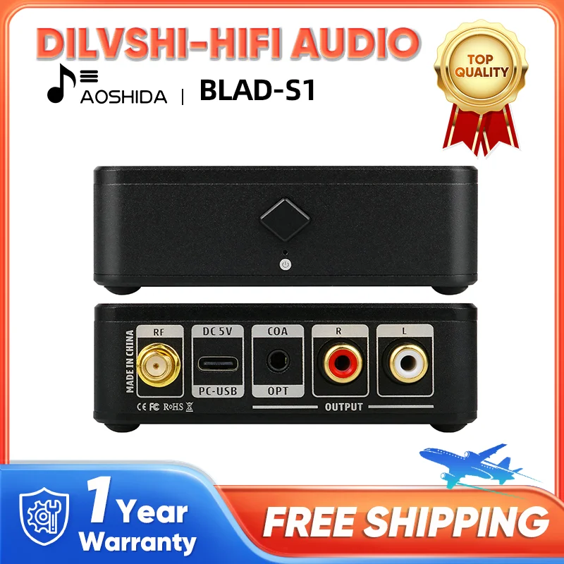 

AOSHIDA BLAD-S1 QCC5125 Bluetooth 5.1 Audio Reciever ES9018 Lossless Decoding LDAC HD Decoder OPTICAL/COAXIAL/RCA Output