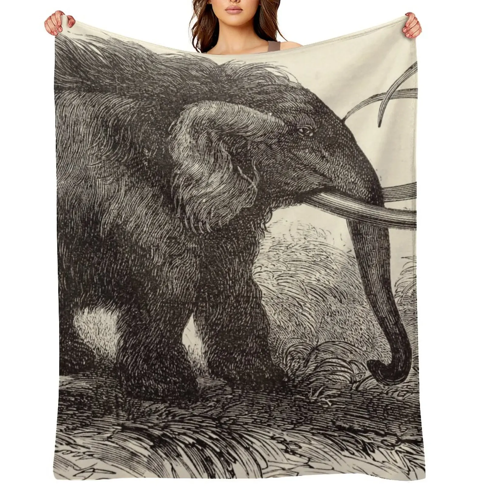 

Jean Gauchard - Woolly Mammoth engraving Throw Blanket Moving warm winter blankets ands Sofa Quilt Blankets