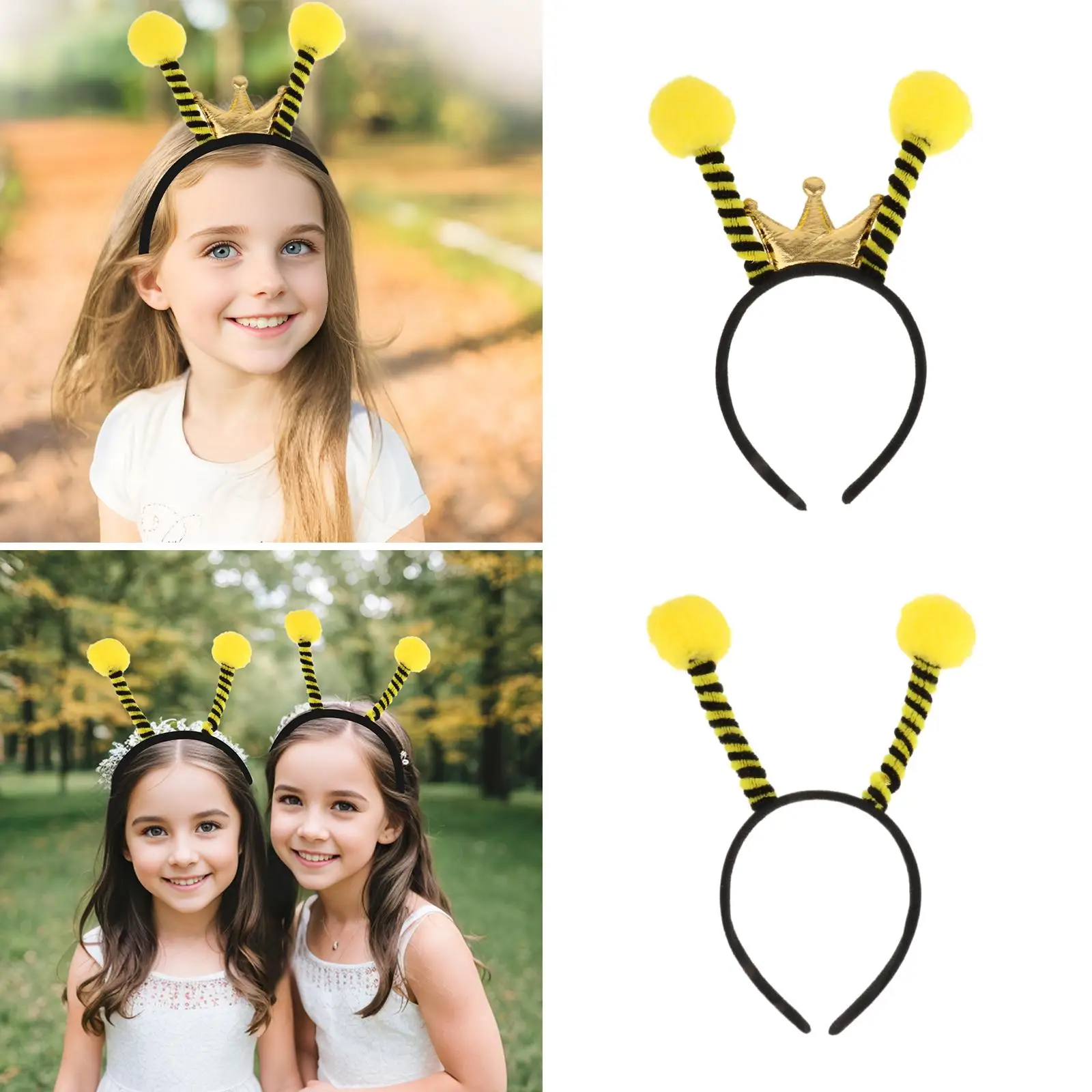 Bee Headband Role Play Costume Dress Portable Animal Hair Hoop Bee Tentacle Headband for School Play Photo Prop Family Reunion