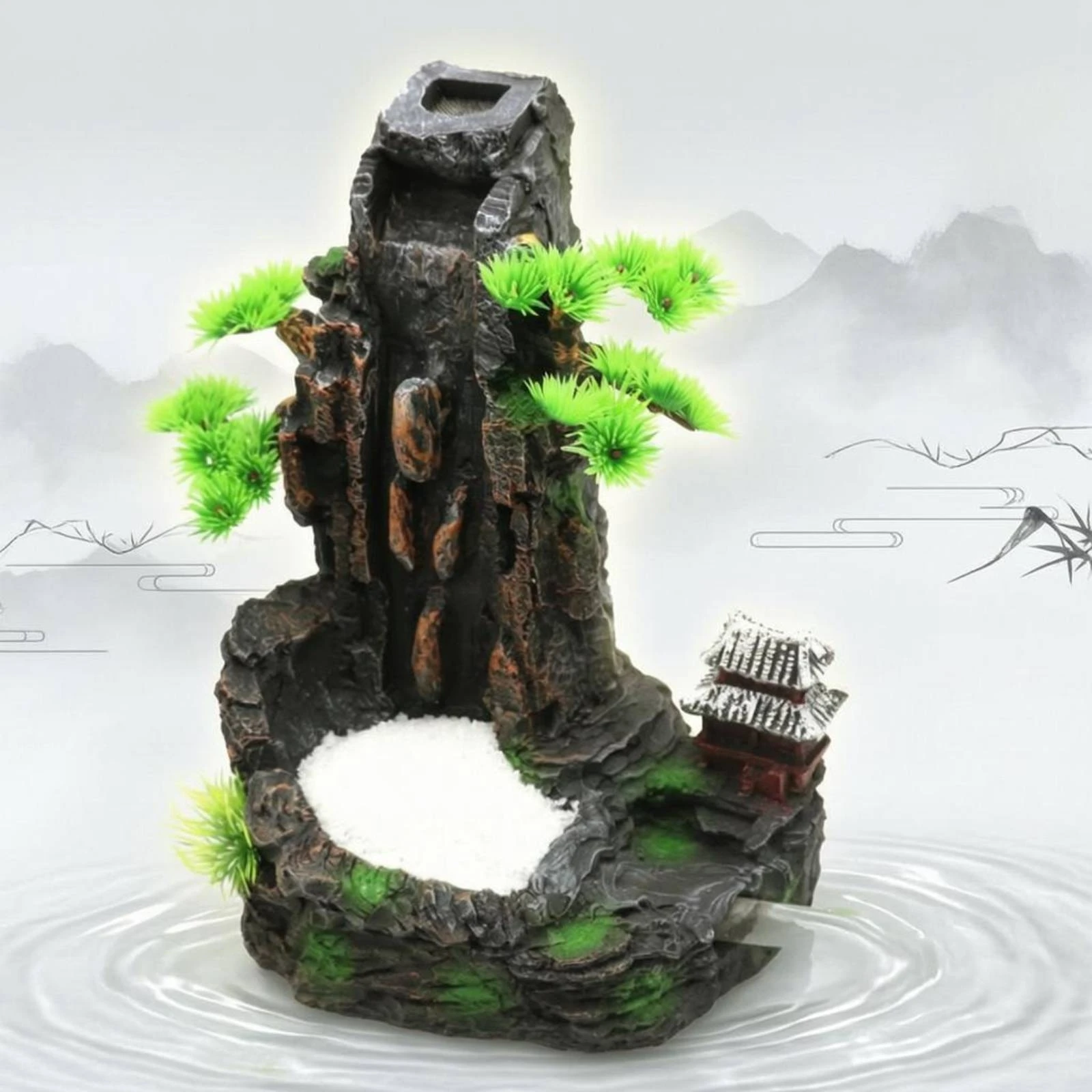 Aquarium Fish Long - Resin Mountain Waterfall Ornament Non Aquatic