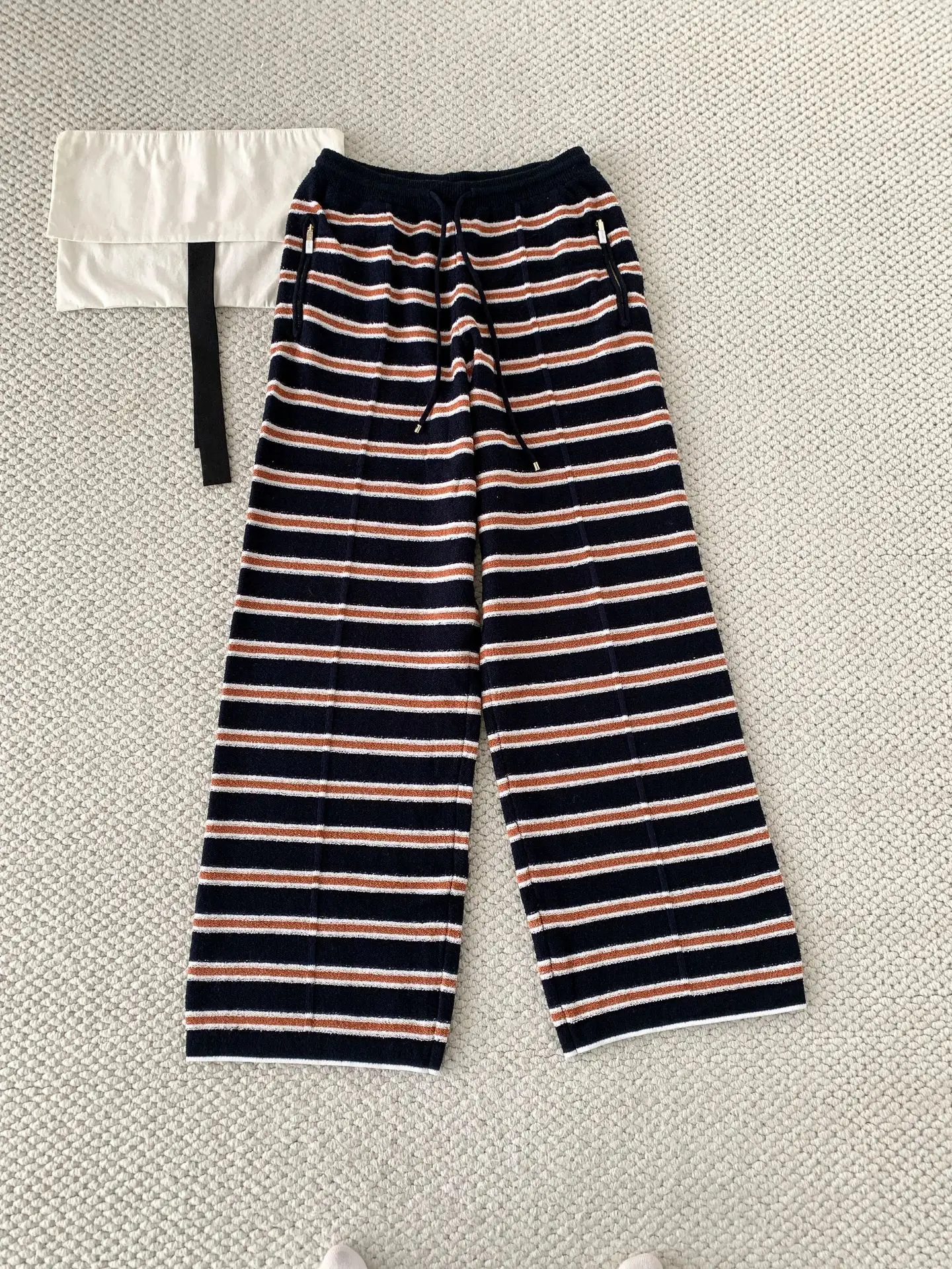 

Knitted Wide Leg Pants Winter New Sle Striped f Side Internet Celebri Autumn Winter Long Pants New 202026 Early Spring...
