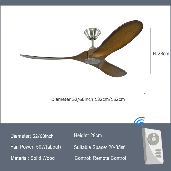 Imagem -06 - Outdoor Indoor Ventilador de Teto com Controle Remoto Energia dc Motor Lâminas de Madeira Maciça 52 60