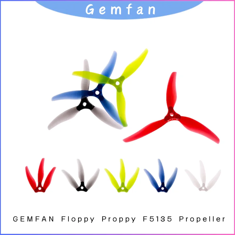 

Gemfan F5135 5,1-дюймовый складной гибкий пропеллер для дальнего действия FPV Freestyle Drone 4/6S 5-дюймовый гибкий 3-лопастной пропеллер, 2 пары